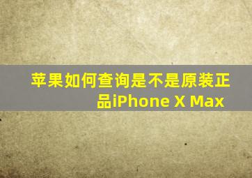 苹果如何查询是不是原装正品iPhone X Max